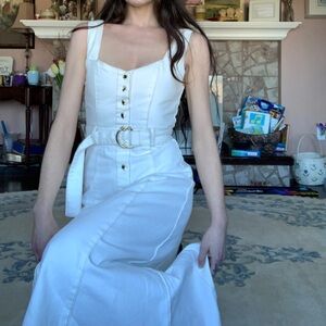 Ever New Maja Denim Dress in Porcelain